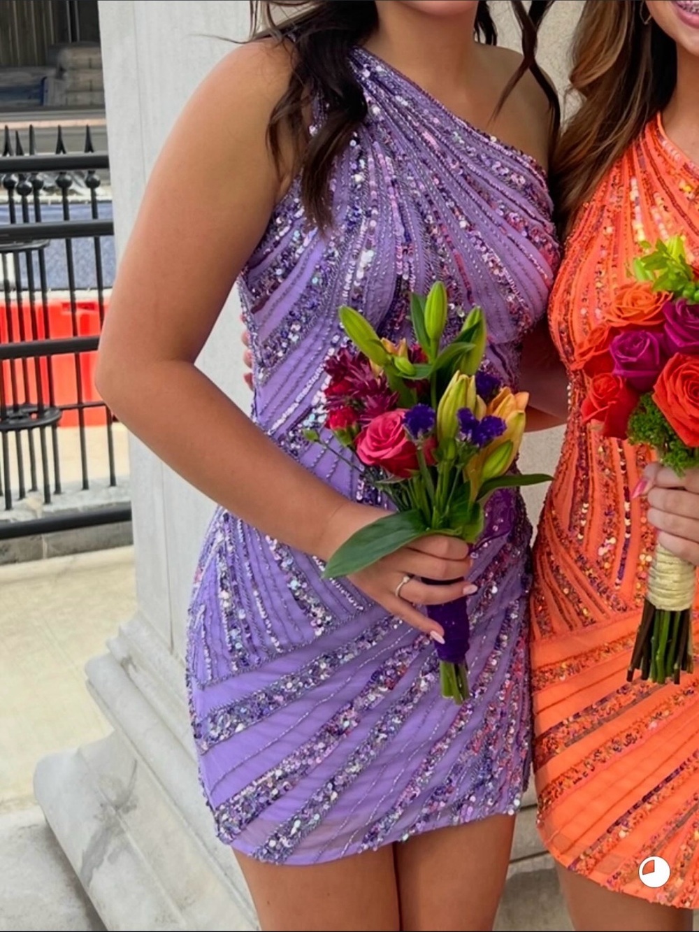 Purple One-Shoulder Sequin Mini Dress